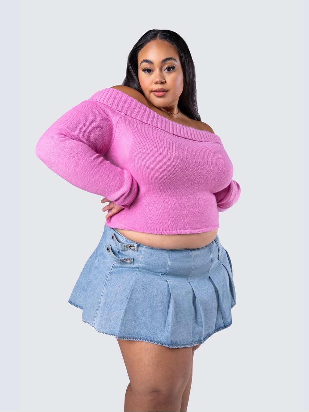 Finesse Lorraine Pink Sweater Knit Top XL/1X CR16/15